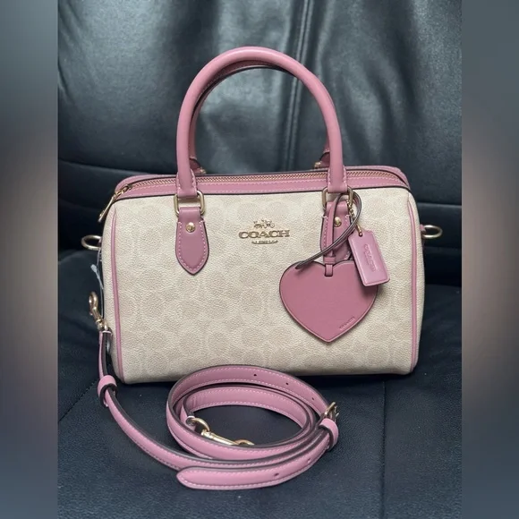 NWT Coach Rowan Satchel Bag In Signature Canvas With Heart Charm CDB21 - Picture 5 of 13